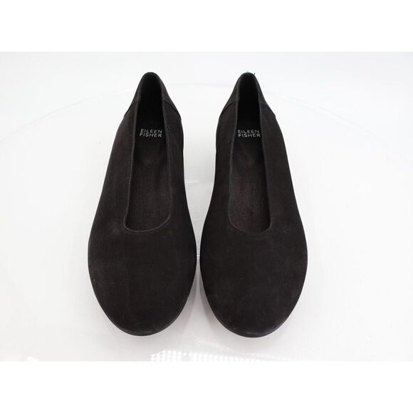 Eileen Fisher Womens Una Hidden Wedge Ballet Flats Size 8 Black Suede Round Toe - Picture 7 of 13